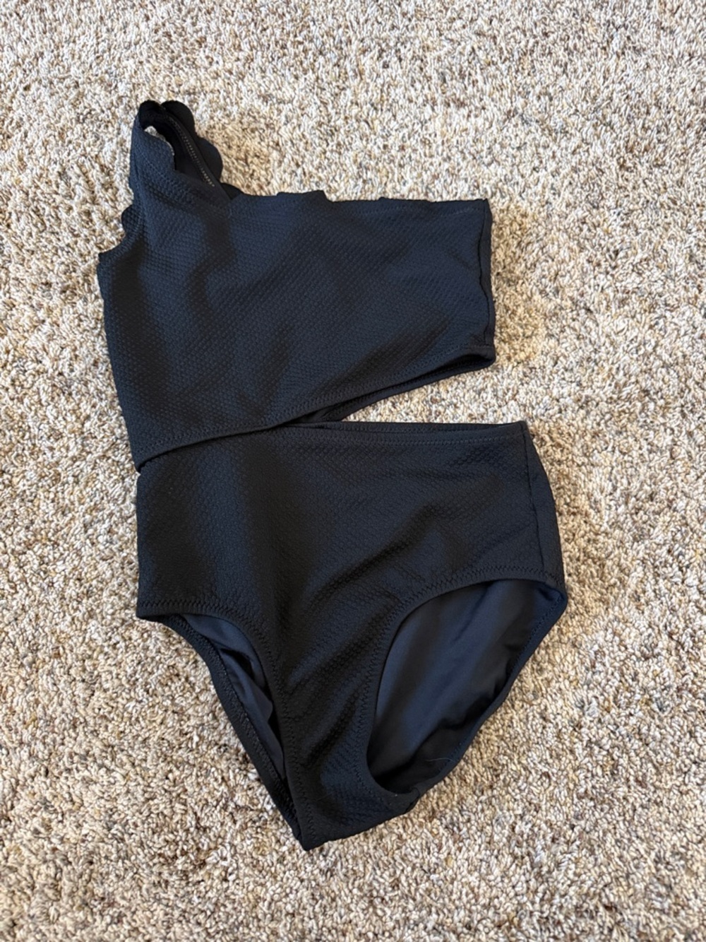 Old Navy Black One-Shoulder Cutout Kids Swimsuit